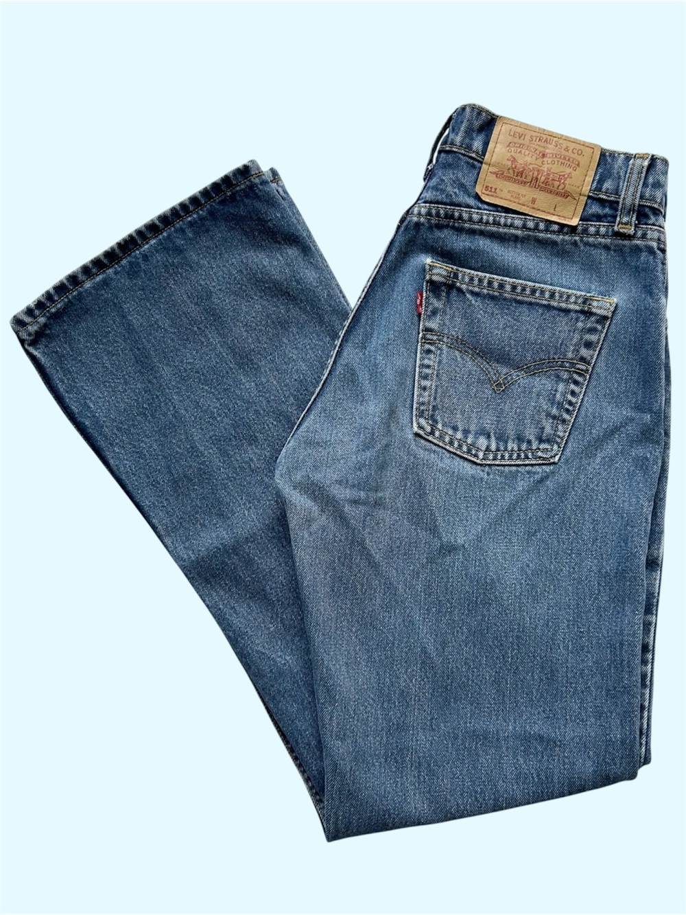 Vintage Y2K Levi’s 26x30 511 Button Fly Flare Denim Jeans Medium Wash Stamp 217